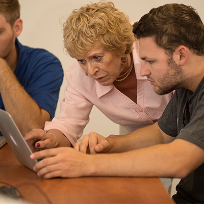 A professor working with a student