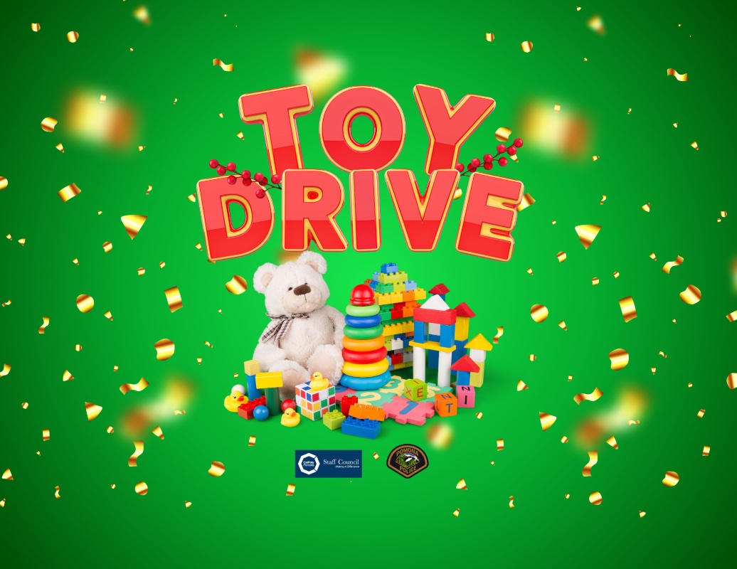 Graphic Image. Green background with red lettering. Gold confetti in background.