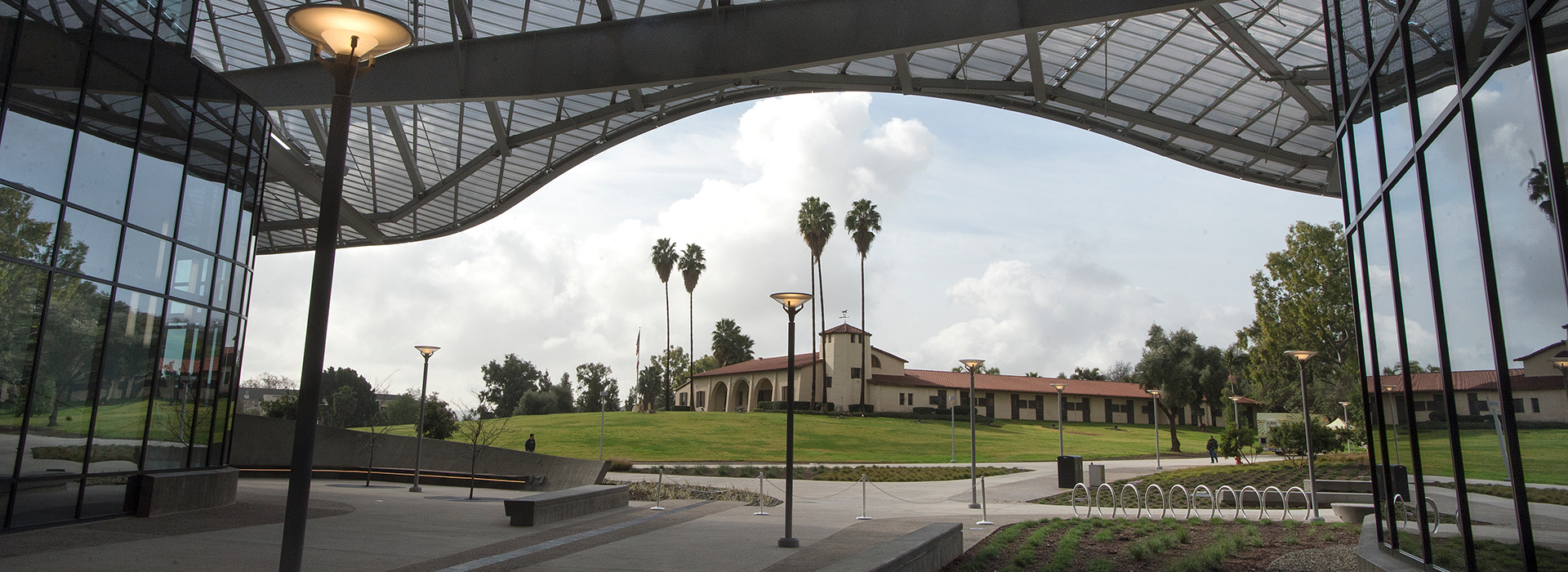 View of old horse stables from Student Services building