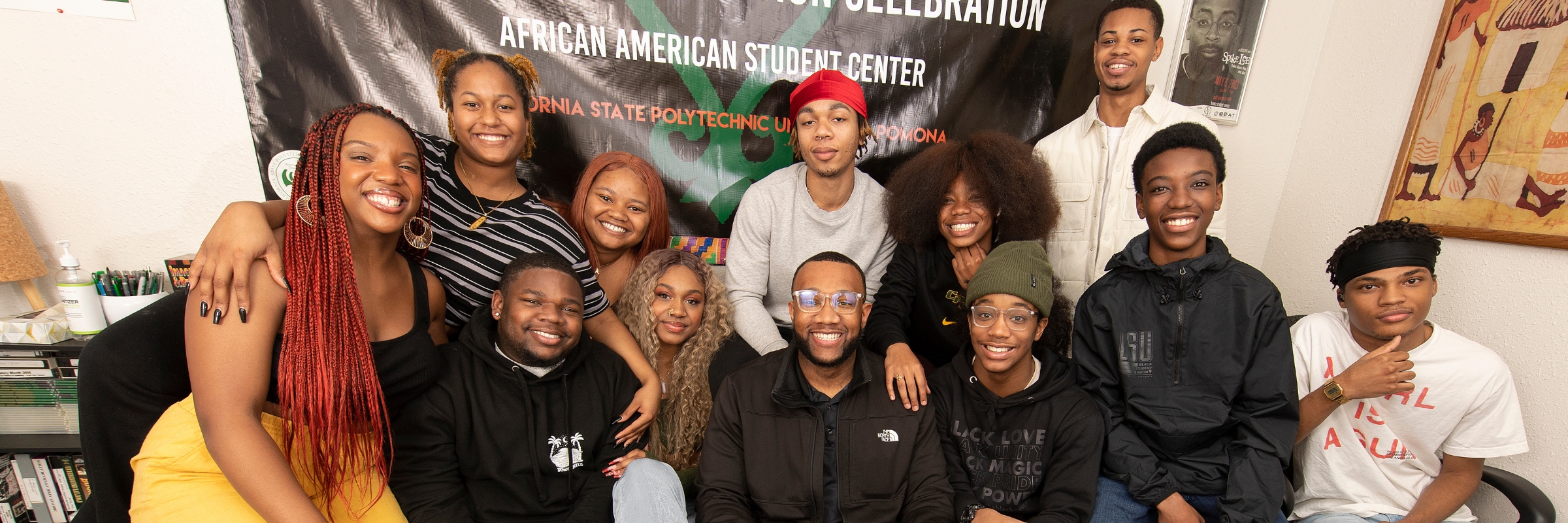 Students pose for the camera at the African American Student Center (AASC)