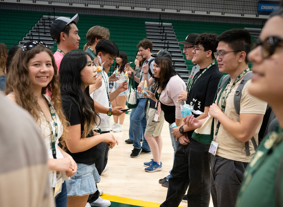 Students mingle at an event