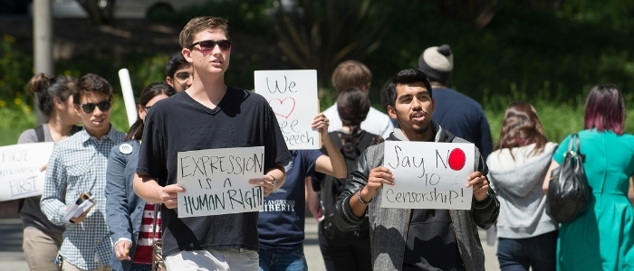 A student protest on campus