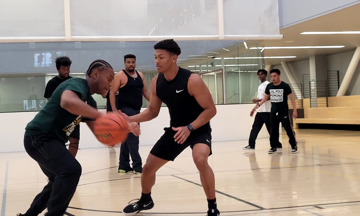 An intramural basketball game