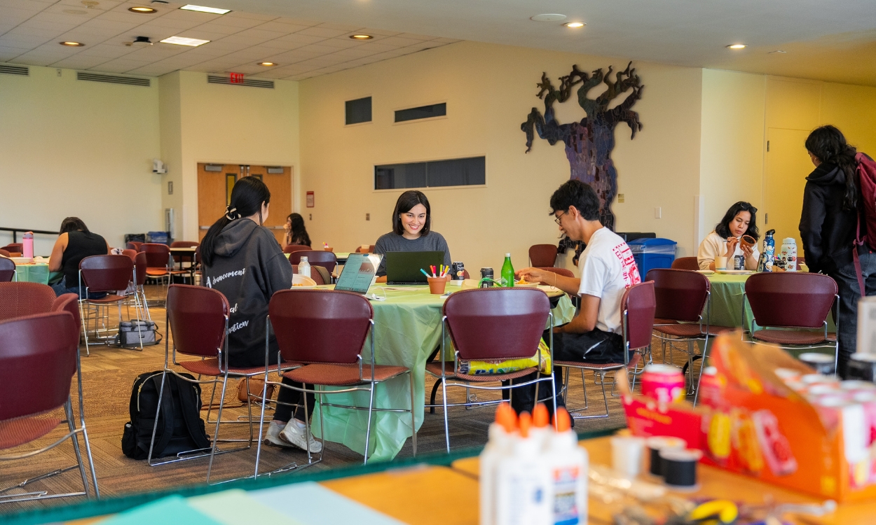 Students create crafts at their tables