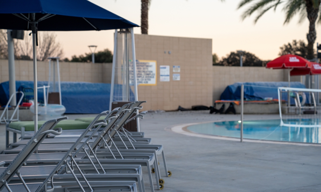 The BRIC Pool at dusk