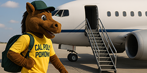 Billy Bronco walking toward an airplane