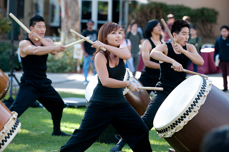 Tiako Drummers in a cultural drumming performance