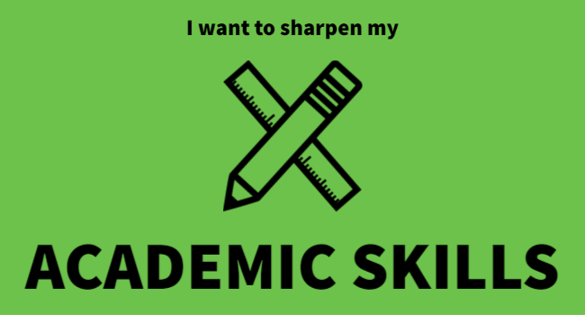 I want to sharpen my academic skills with an icon of a crossed pencil and ruler