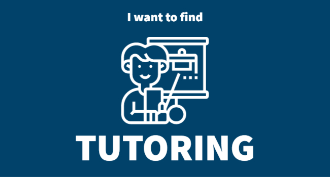 I Want to Find Tutoring with an icon of a tutor with a book and presentation