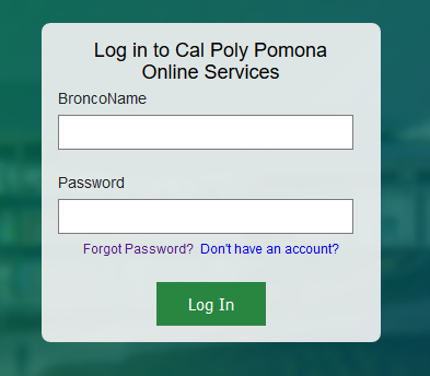 Screenshot of the log in page for MyCPP