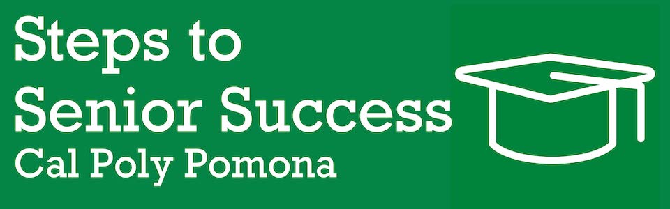Steps to Senior Success. Icon of a graduation cap in white on a green background.