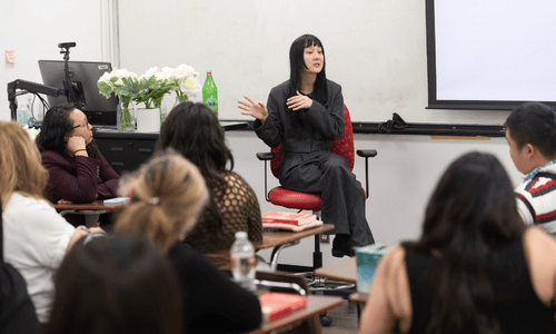 Michelle Zauner, the author of the Common Read book Crying at H Mart speaks at EWS Class at Cal Poly Pomona
