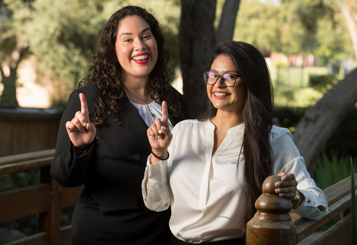 Sara Garcia (left), a nutrition student, and Ariana Estrada (right), a scholarship coordinator with Financial Aid and Scholarships, were matched through the I AM FIRST mentorship program in 2018.