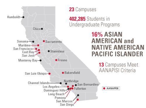 Map of AANAPISI CSUs in California