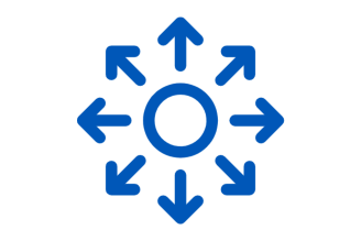 Icon of a circle with many arrows coming out of it