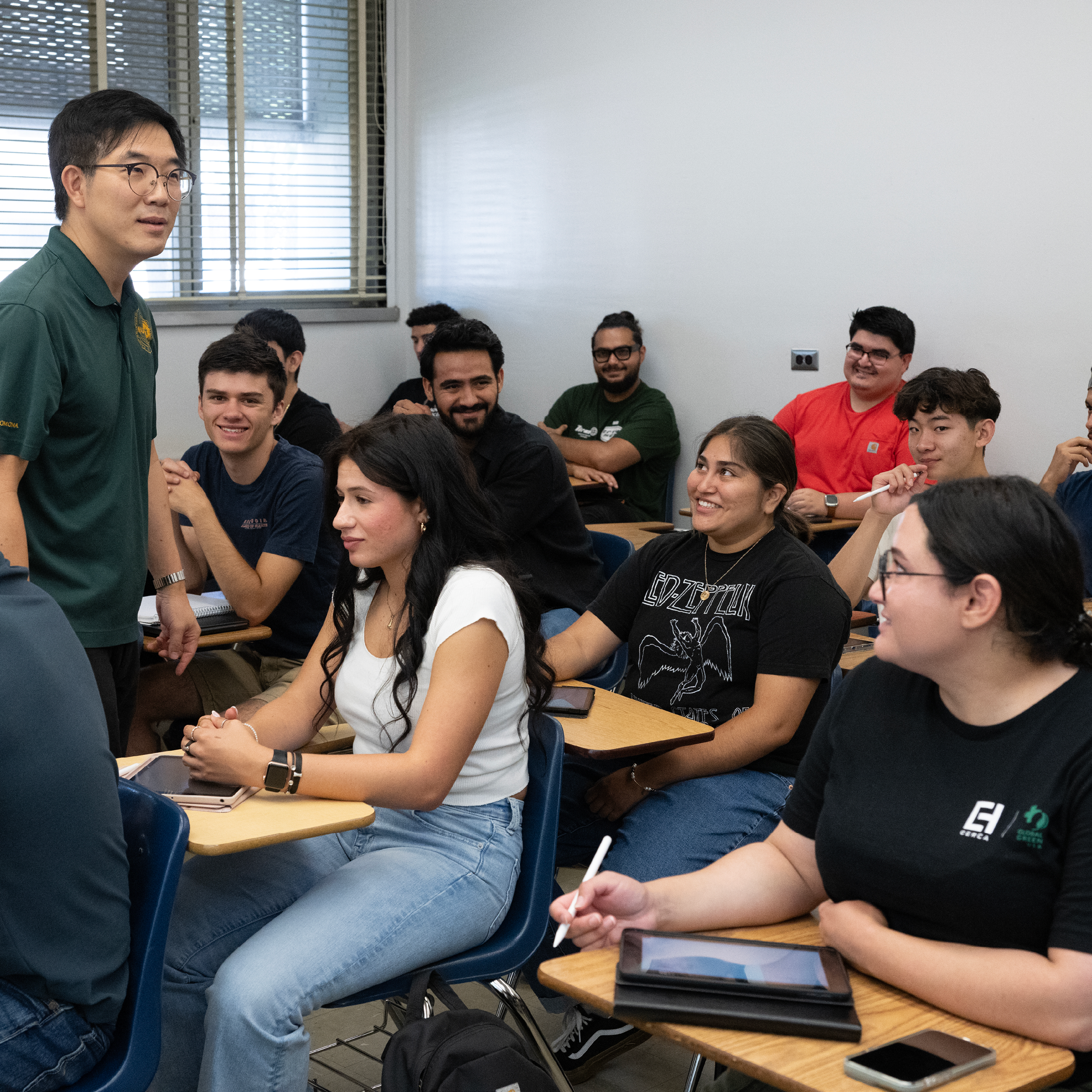 A faculty member teaches in their classroom