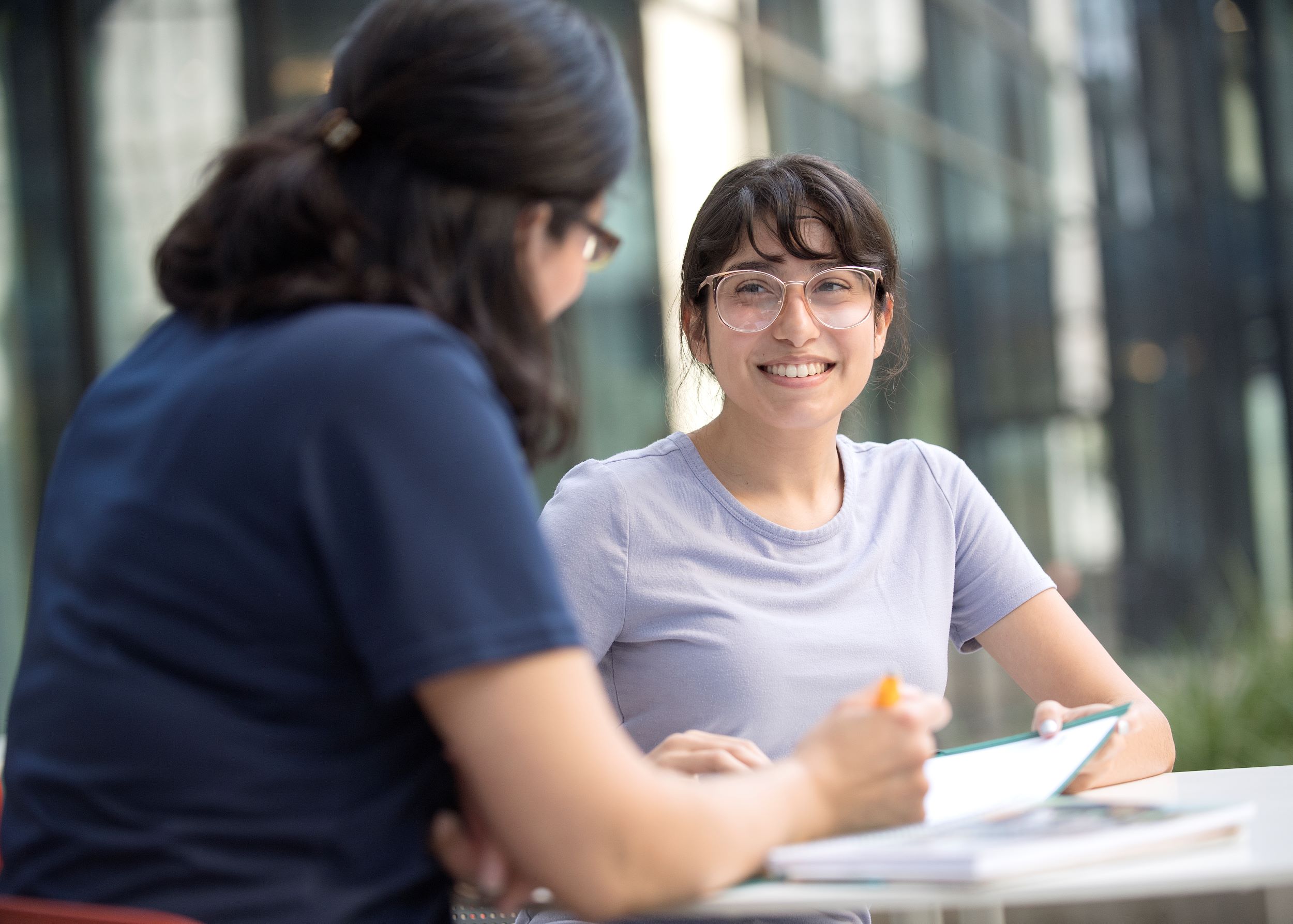 Student works with advisor
