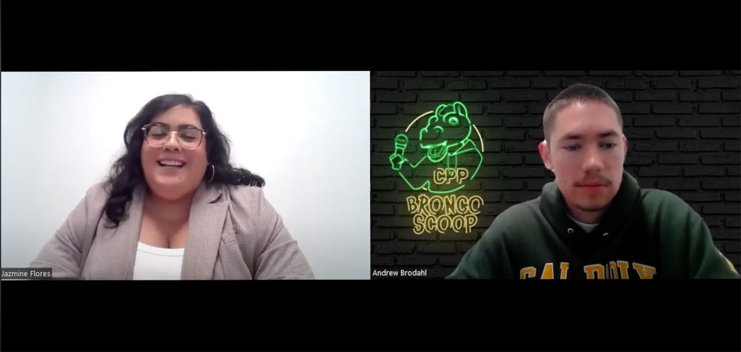 Screenshot of podcast host and guest