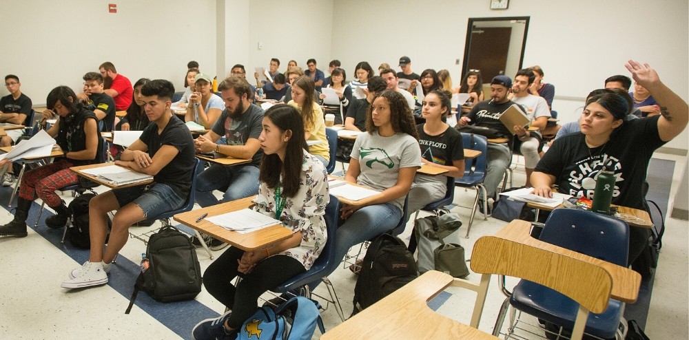 Students participate in a class discussion