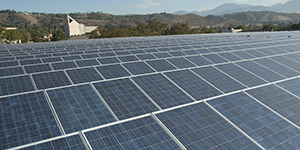 Solar panels atop the Kellogg Gym