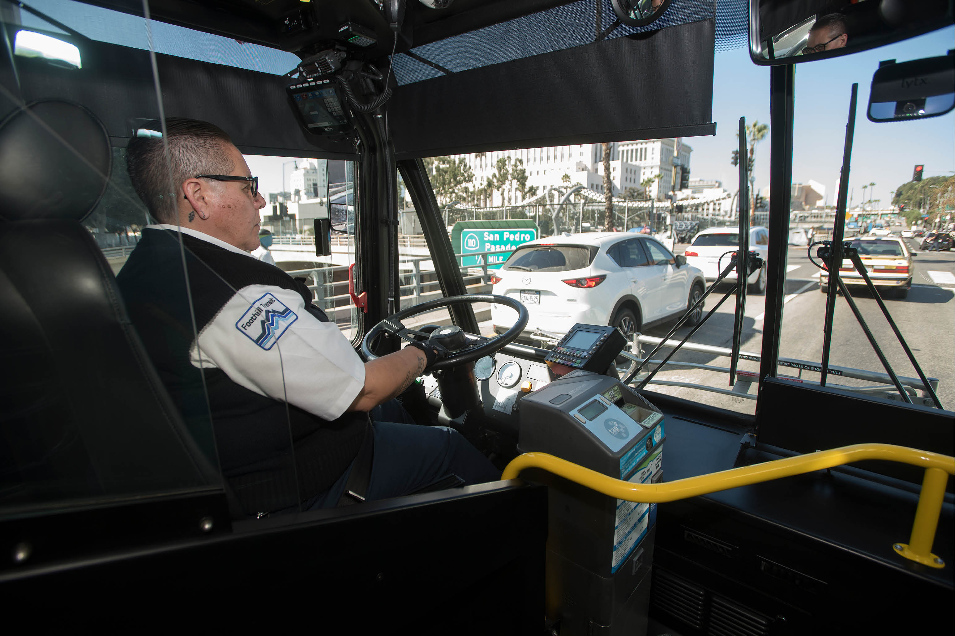 Foothill Transit Bus driver on a route