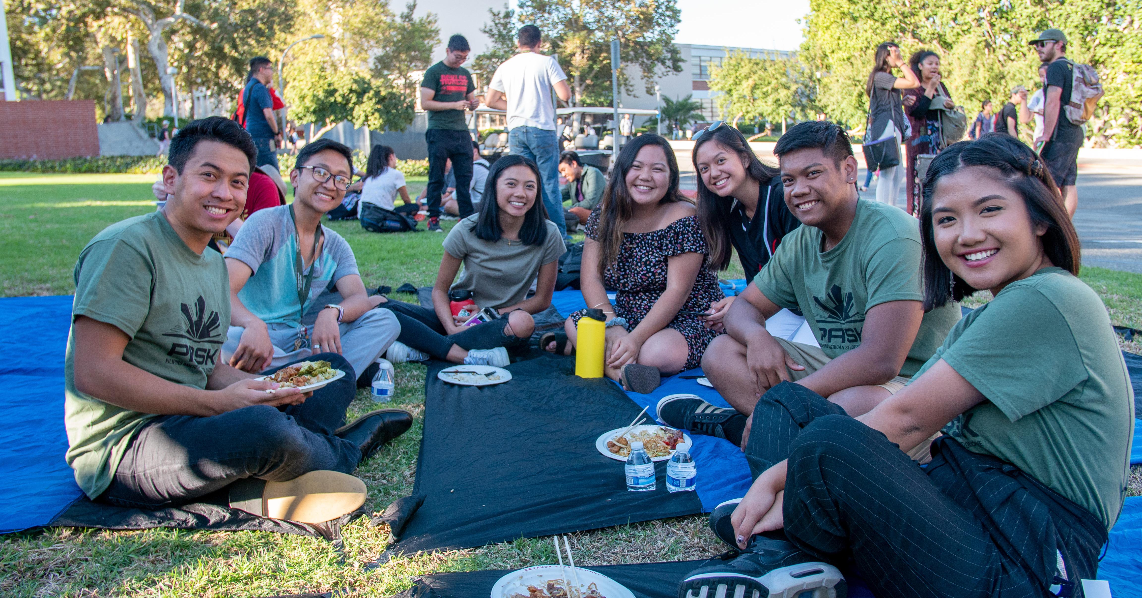 Students talking in a circle