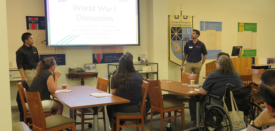 Jacob Wolak and Lamar Castillo lead a discussion