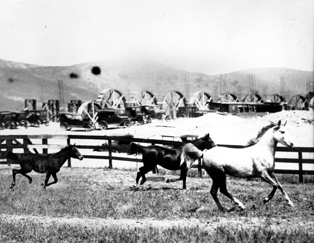 Construction of the Kellogg Stables, circa 1926.