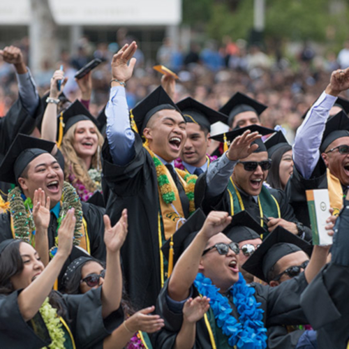 Campus Diversity - Graduates excited during commencement