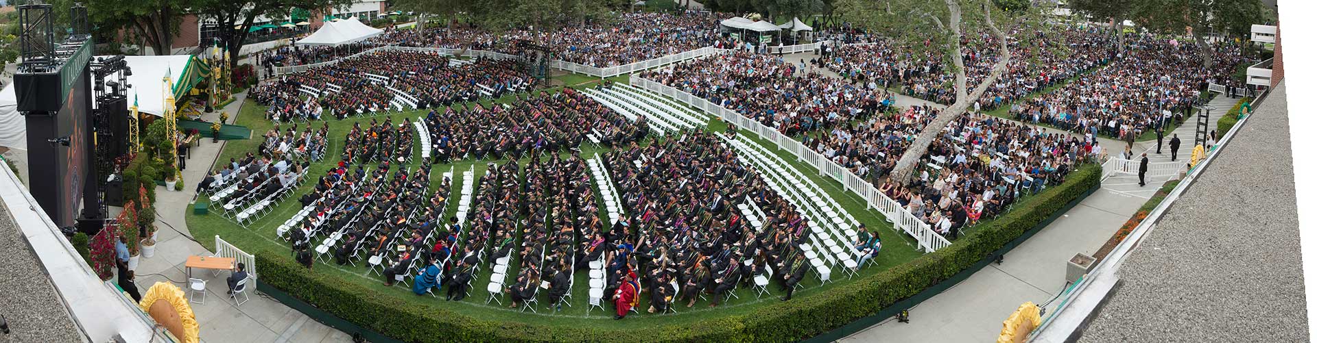 Rooftop view of a commencement ceremony
