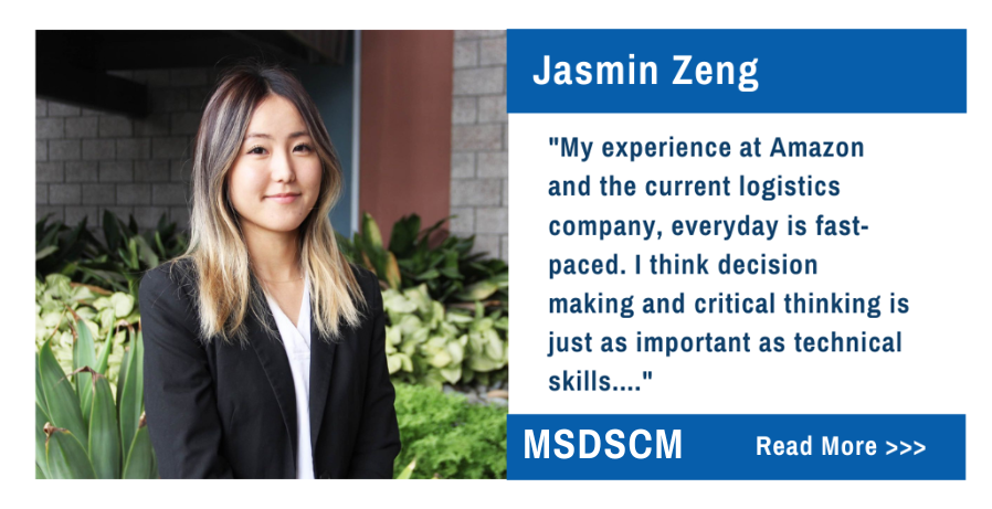 Jasmin Zeng. My experience at Amazon and the current logistics company, everyday is fast-paced.  I think decision making and critical thinking is just as important as technical skills...