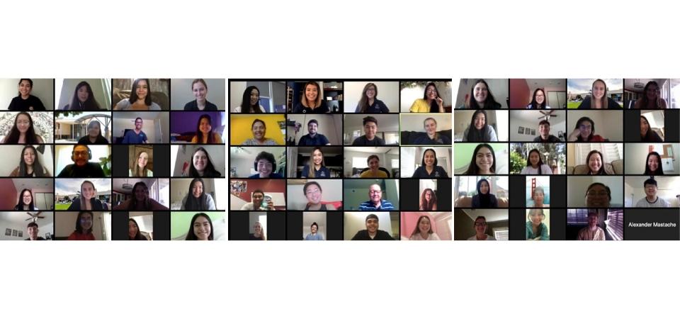 grid of students in a zoom call