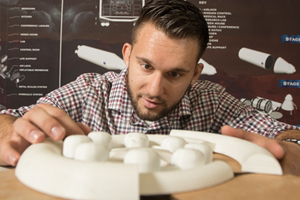Laszlo Adrasi works on a Mars habitat module for Professor Michael Fox's studio