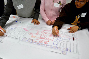 Students in a planning group exercise