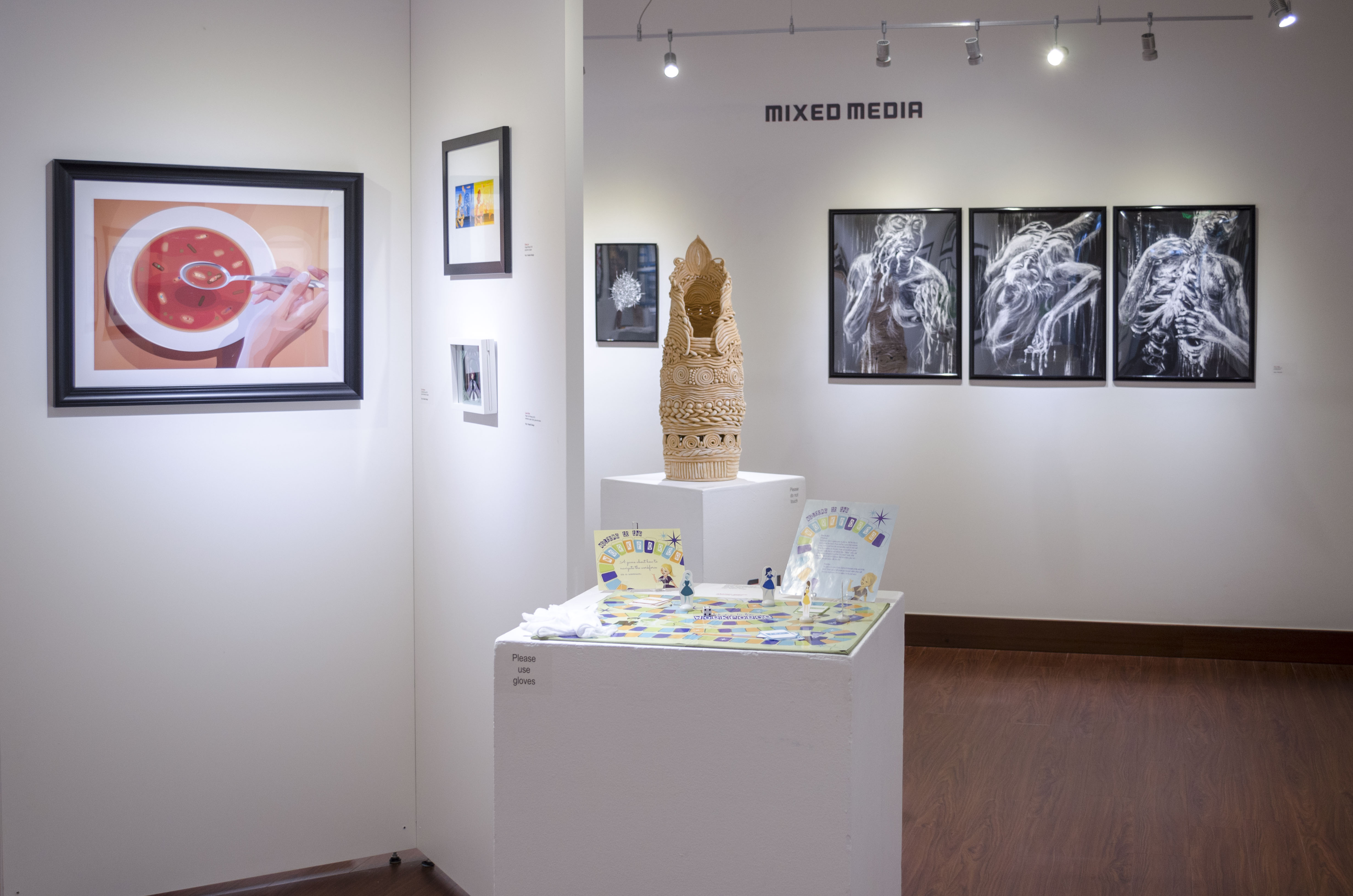 Installation View, Back of Gallery,Poly-Kroma 2015: 2D3D Juried Art Exhibition, 2015.