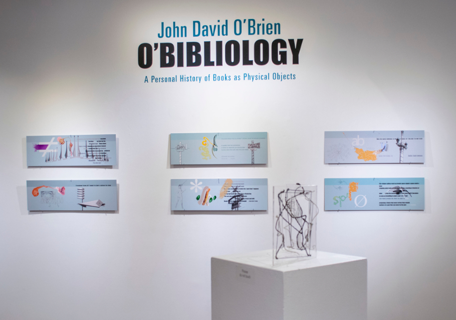 O'Bibliology Title wall and artwork installations