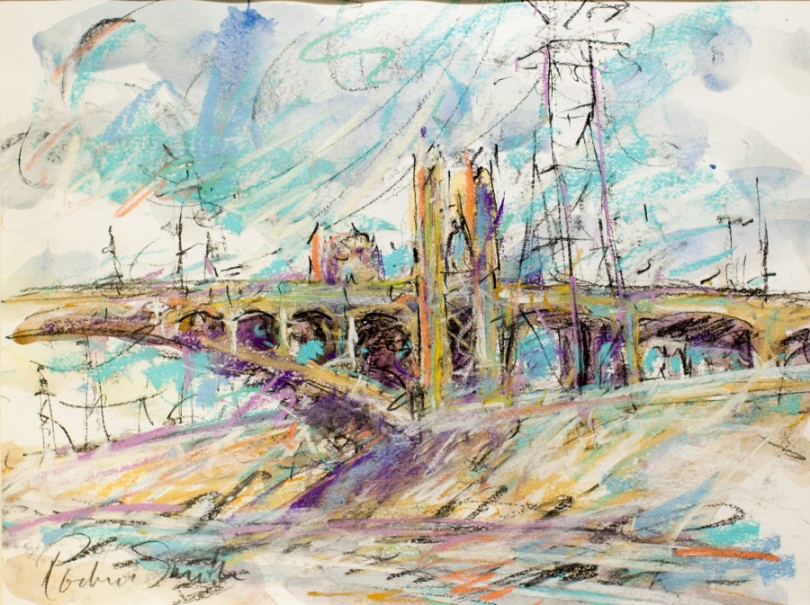 Roderick Smith, LA Improv II, 2017, Charcoal and oil on paper, 18 x 22” (with frame). Courtesy of the artist.