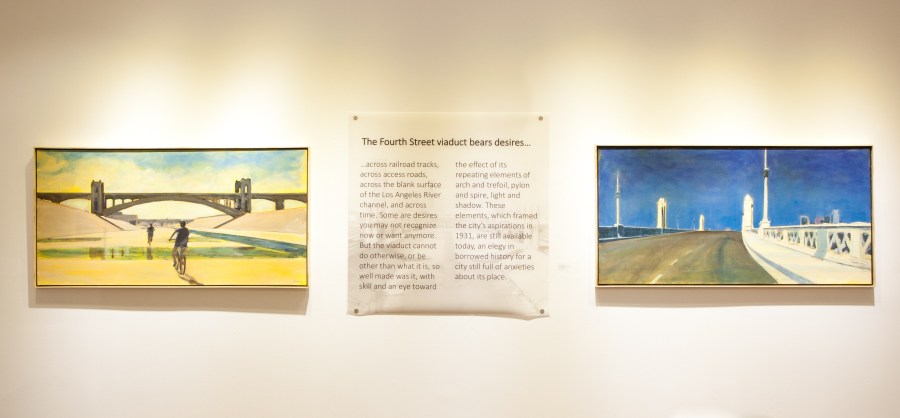 The Fourth Street Viaduct bears desires across railroad tracks, across access roads, across the blank surface of the Los Angeles River channel, and across time. Some are desires you may not recognize today or want anymore. But the viaduct cannot do otherwise, or be other than what it is, so well made was it, with skill and an eye toward the effect of its repeating elements of arch and trefoil, pylon and spire, light and shadow. These elements, which framed the city’s aspirations in 1931, are still available today as a borrowed elegy for a city full of anxieties about its place.