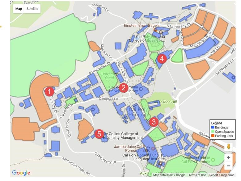 A map of lactation spaces on campus. 