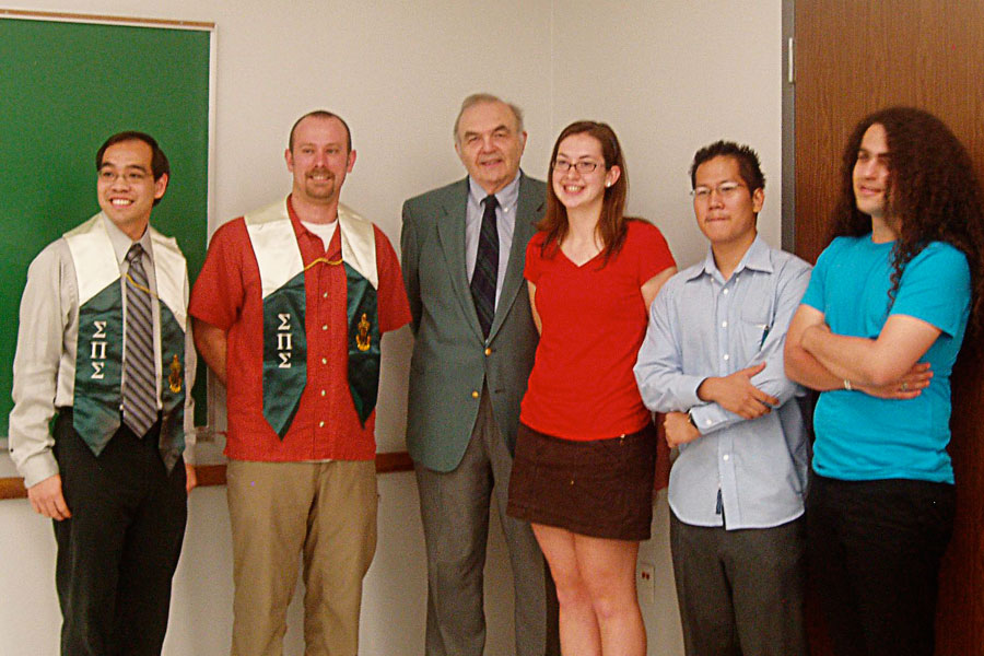 Prof. Roger Morehouse with Sigma-Pi Induction of Some former students