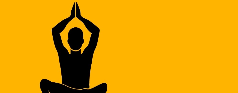 Yoga icon against a yellow background