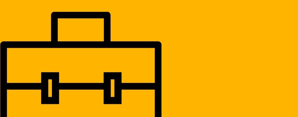 Briefcase icon against yellow background