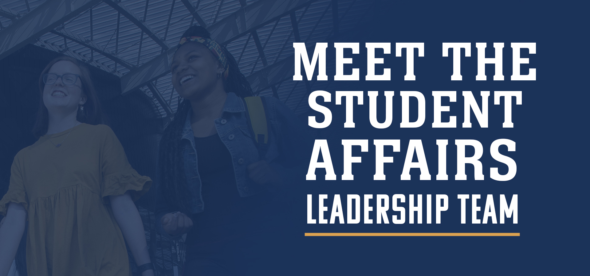 student affairs banner with photo of student service building 