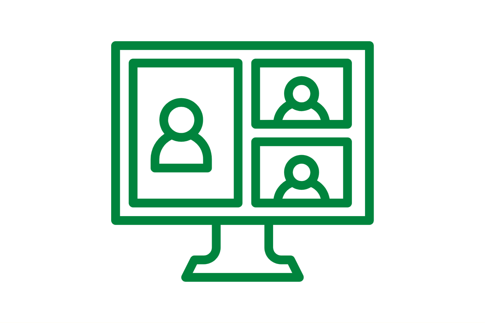 Icon of a computer screen with people icons, suggesting a Zoom meeting