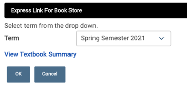 Screenshot of the next page after clicking the Bookstore link