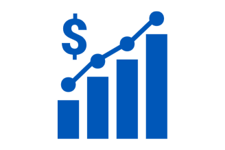 Icon of a bar chart with a dollar sign
