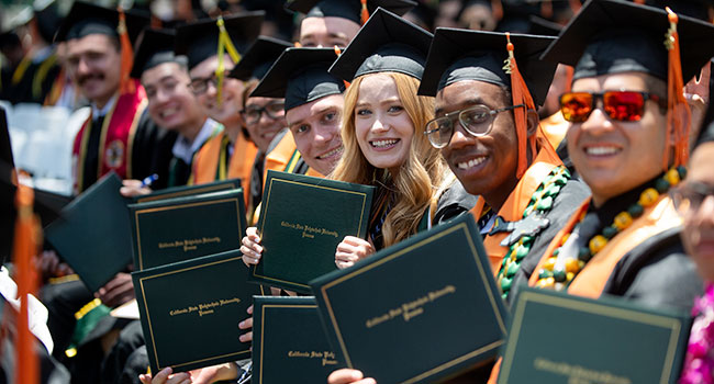 Engineering Grads smile during the 2022 Commencement Ceremonies.