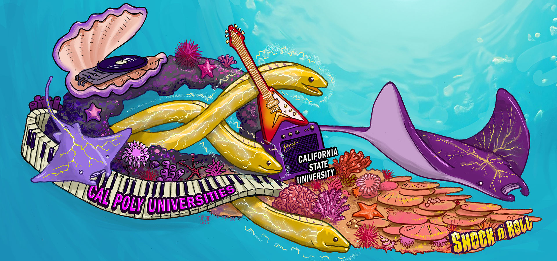 The 2024 Cal Poly Universities Rose Float Design Concept Shock n' Roll